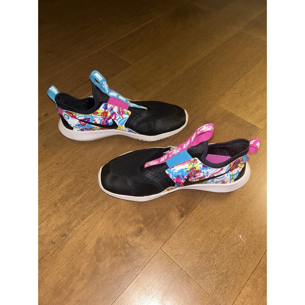 Nike Girls Flex Runner Fable slip-on sneakers Tennis Shoe Youth 6.5 Pink Teal - Picture 2 of 7
